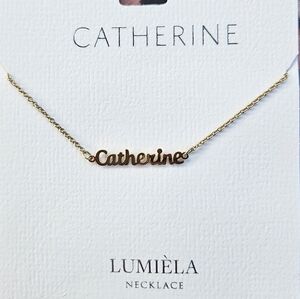 🌸 CATHERINE Script Name Chain Goldtone Necklace 🌸